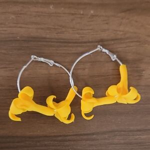 Yellow Puakenikeni Floral Hoop Earrings New